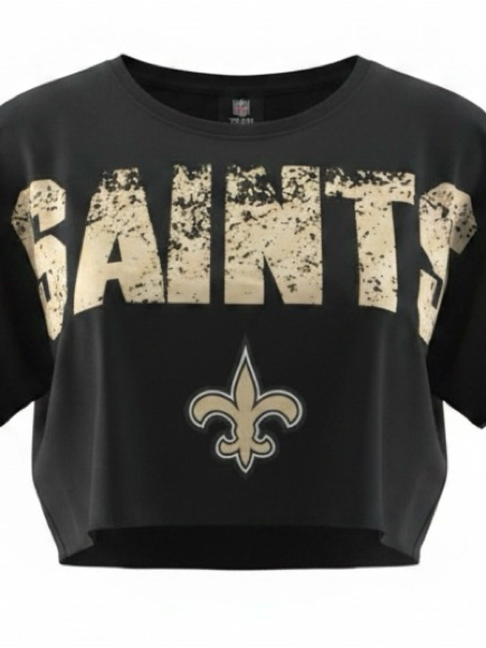 Saints NFL Team Apparel Black Crop Top Womens XL Fleur-De-Lis Graphic Tee